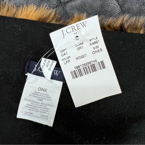 J. Crew Scarf Leopard Animal Print Faux Fur Brown Black Neck Wrap Warmer B24 - Picture 3 of 7